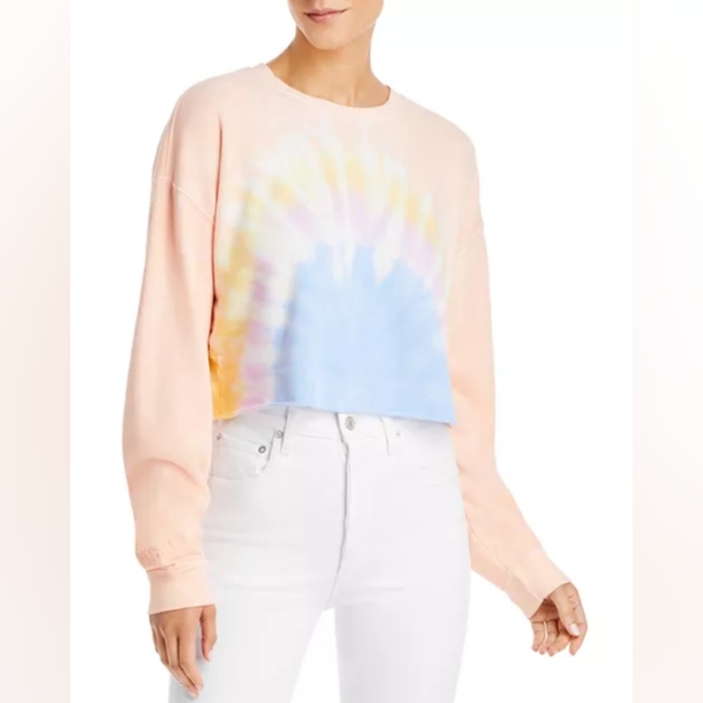 WSLY Cropped Pastel Tie-Dye Sweatshirt